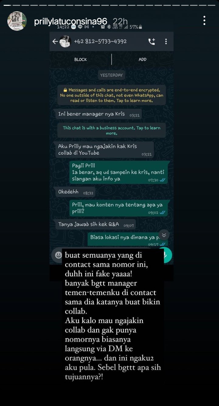 Prilly Latuconsina Geram Namanya Dipakai Untuk Teror Ajakan Kolab: Apa Sih Tujuannya?