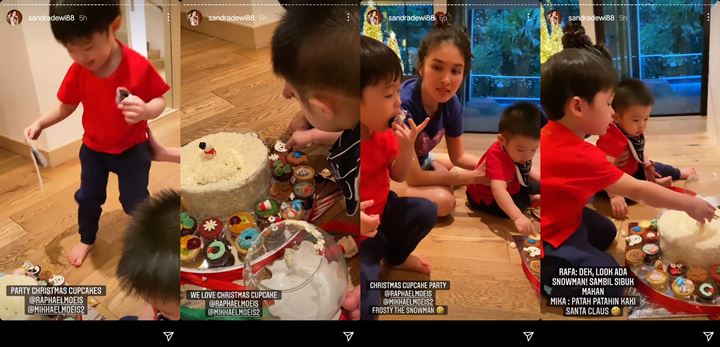 Momen Sandra Dewi dan Dua Putra Tampannya Pesta Cupcakes Curi Perhatian, Seru Abis