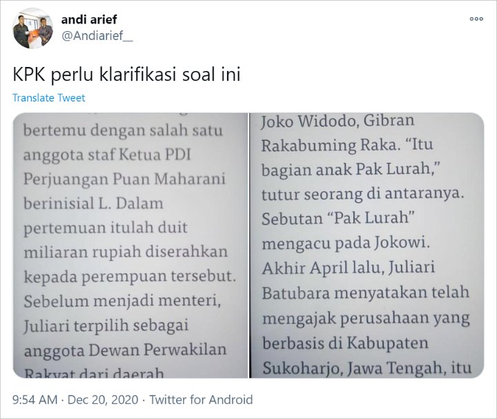 adni arief tanggapi gibran
