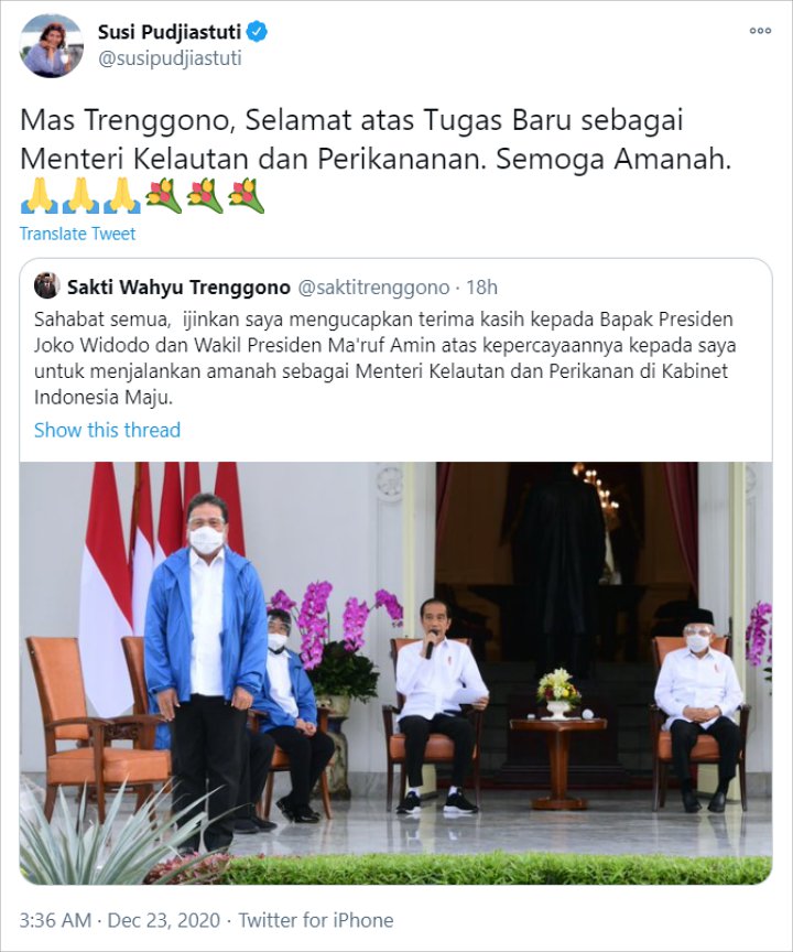 Ini Pesan Susi Pudjiastuti Untuk Menteri KP Sakti Wahyu Trenggono