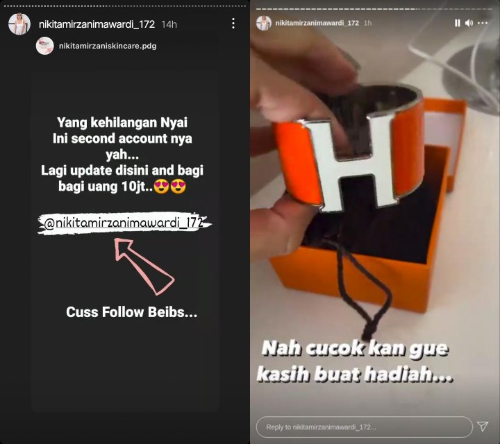 Akun IG-nya Mendadak Lenyap, Nikita Mirzani Malah Bagi-bagi Uang dan Gelang Hermes