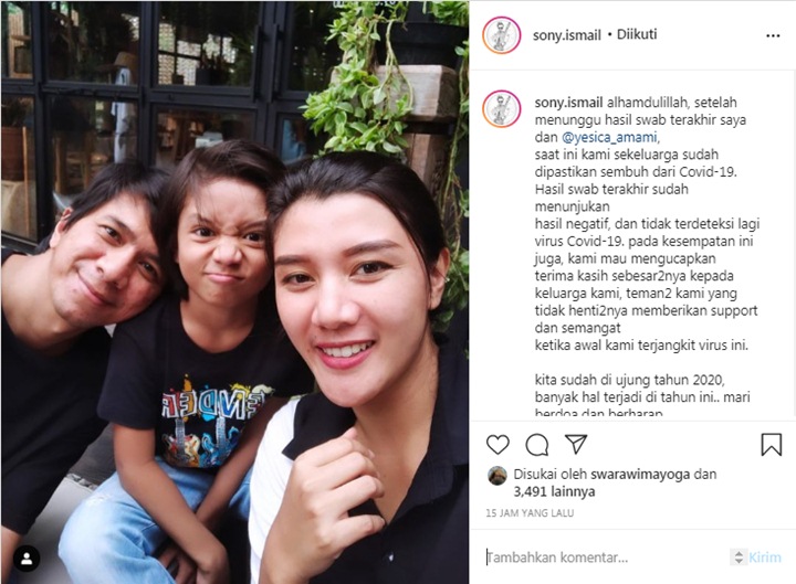 Sony Gitaris J-Rocks Umumkan Sekeluarga Negatif COVID-19, Banjir Ucapan Selamat Rekan Artis