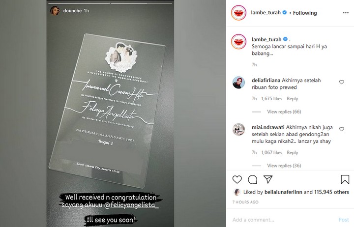 Undangan Pernikahan Caesar Hito dan Felicya Angelista