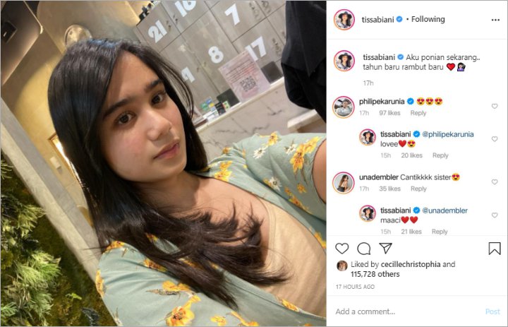Biasa Imut, Tissa Biani Dipuji Makin Anggun dan Dewasa dengan Rambut Berponi