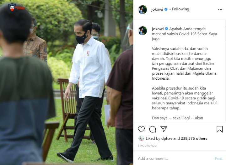 Siap Terima Vaksin Corona Pertama, Jokowi Tegaskan Bukan Ingin Dahulukan Diri Sendiri