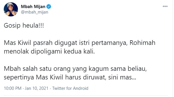 Tanggapi Aksi Poligami Kiwil, Mbah Mijan Ngaku Ingin Ikut Meruwat