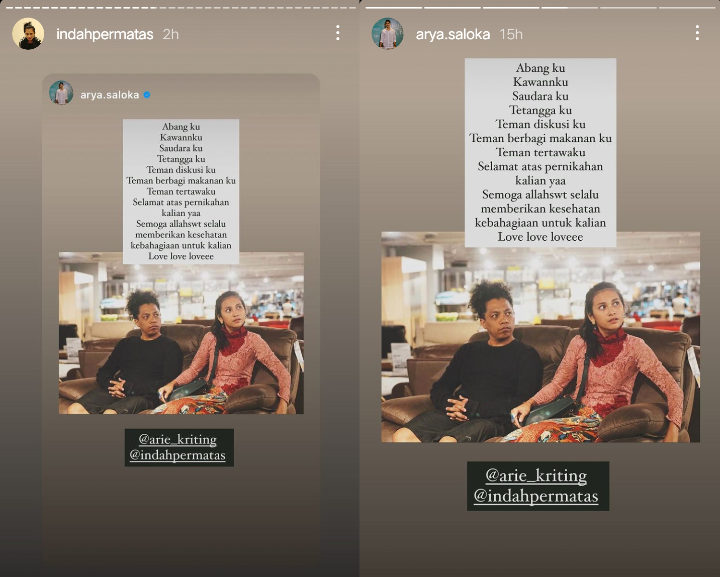 Punya Hubungan Dekat, Arya Saloka Tulis Pesan Haru untuk Arie Kriting dan Indah Permatasari