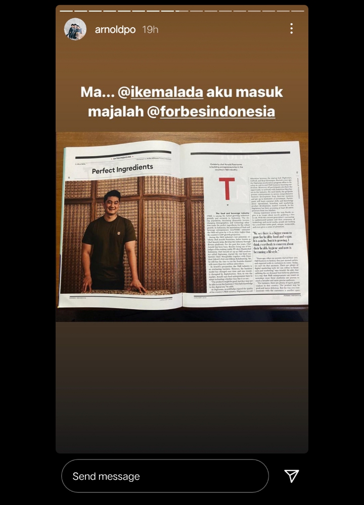Chef Arnold Pamer Masuk Majalah Forbes Indonesia, Begini Respons Bangga Sang Ibunda