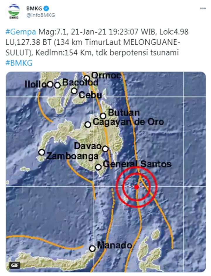 Sulawesi Utara Diguncang Gempa Magnitudo 7,1, Berpotensi Tsunami?