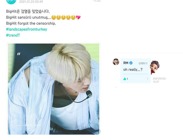Big Hit Lupa Sensor Aurat Jin BTS, RM Beri Komentar Lucu