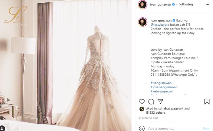 Ivan Gunawan Kembali Bagikan Foto Gaun Pengantin, \'Ngode\' Punya Lesty Kejora