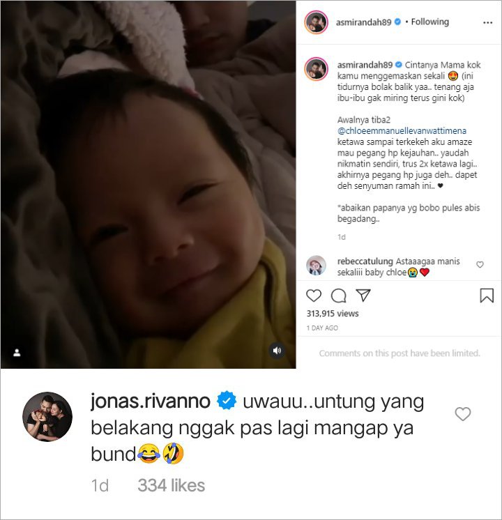 Gemes Banget, Asmirandah Pamer Momen Sang Putri Senyum-senyum Meski Ngantuk