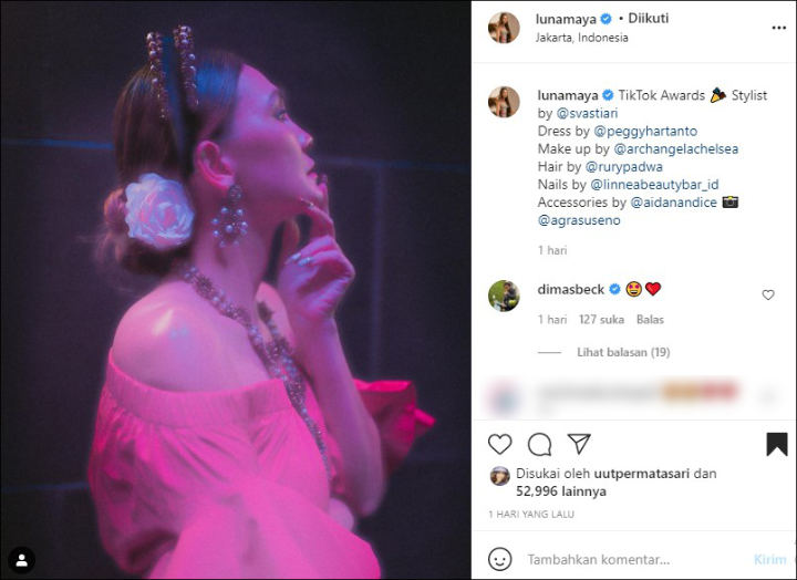 Luna Maya Unggah Foto, Komentar Dimas Beck Lemparkan Tanda Hati Ramai Disorot
