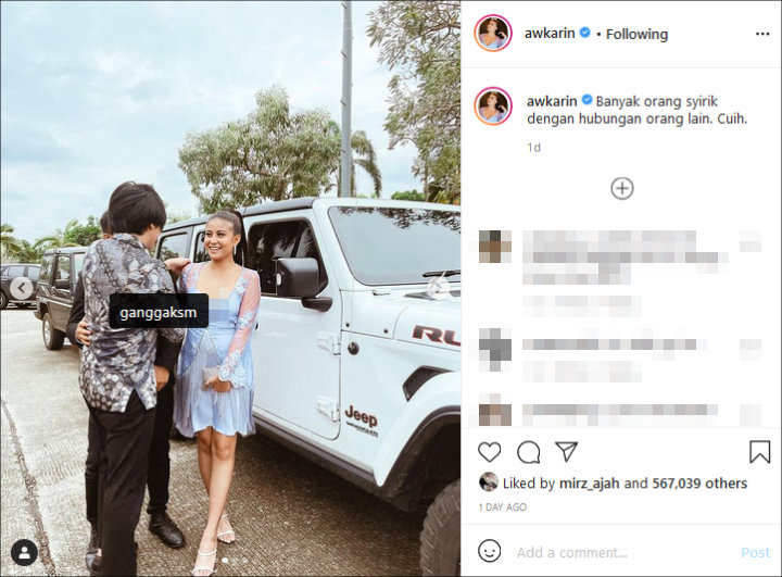 Begini Reaksi Gangga Kusuma Melihat Awkarin Foto Bersama Pria Lain, Bikin Ngakak!