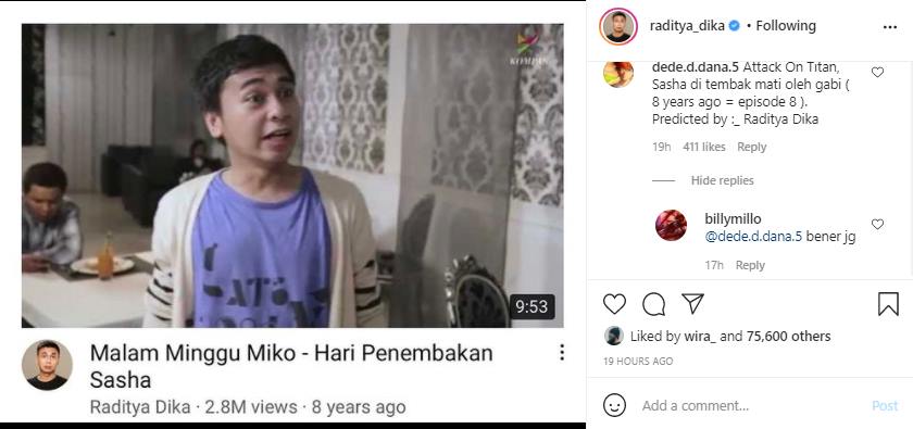 Bingung, Raditya Dika Disebut Ramalkan Kejadian di \'AOT\' Gara-gara Hal Ini?