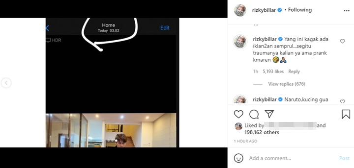 Bantah Nge-Prank, Rizky Billar Unggah Video Bukti Kejadian Horor di Rumah Baru