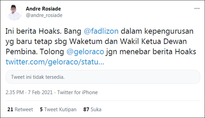 Penjelasan Andre Rosiade