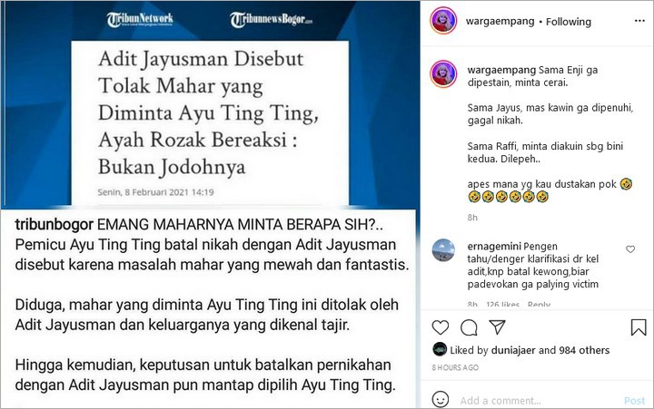 Ayu Ting Ting Adit Jayusman