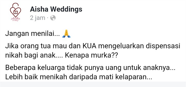 Menteri PPPA Geram Viral Promosi Pernikahan Anak, Postingan \'Aisha Weddings\' Soal Izin Ortu Disorot-2