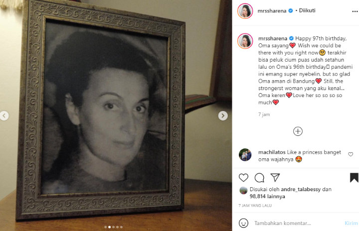 Sharena Pamer Foto Bareng Oma Kandung Bule, Disebut Mirip Rose Pemain Titanic