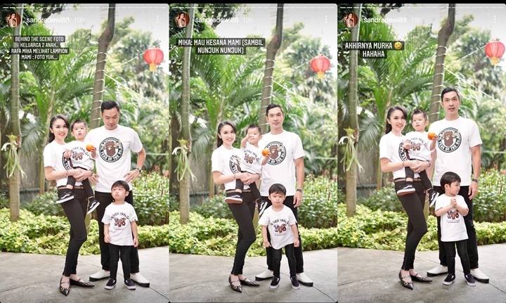 Sandra Dewi Bagikan \'BTS\' Foto Bareng Suami dan Kedua Putranya, Penuh Drama