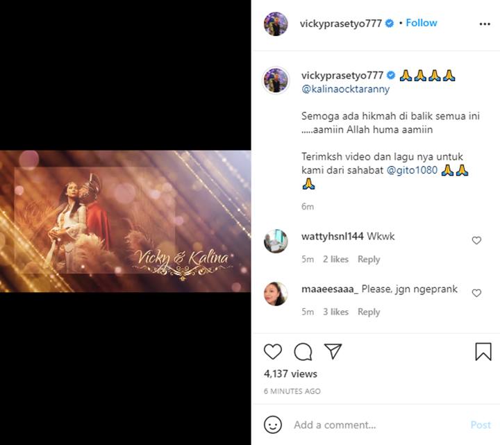 Batal Nikah dengan Kalina Oktarani, Vicky Prasetyo: Semoga Ada Hikmah Di Balik Semua Ini!