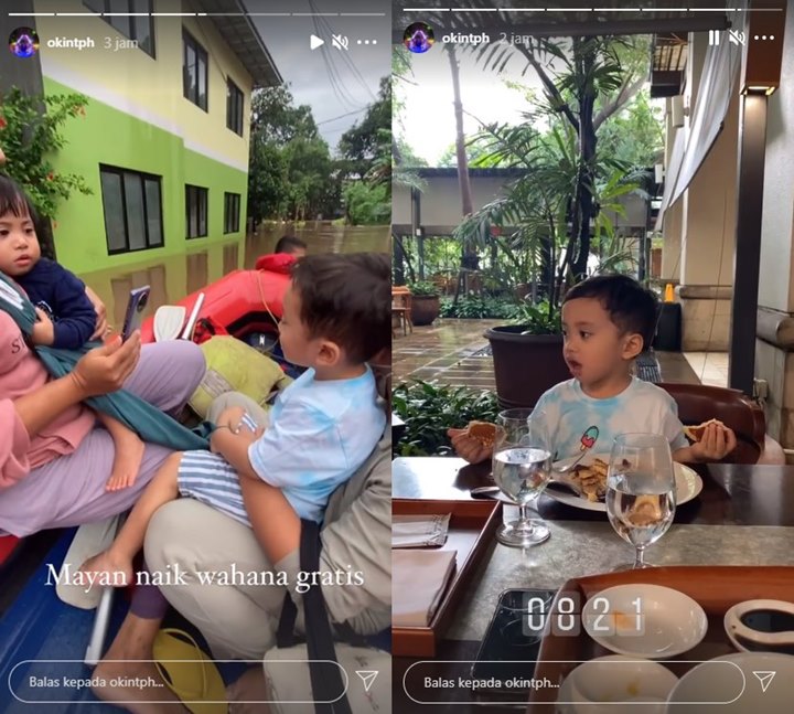 Lagi Liburan, Rachel Vennya Panik Anak-anaknya Bareng Mantan Suami Kebanjiran