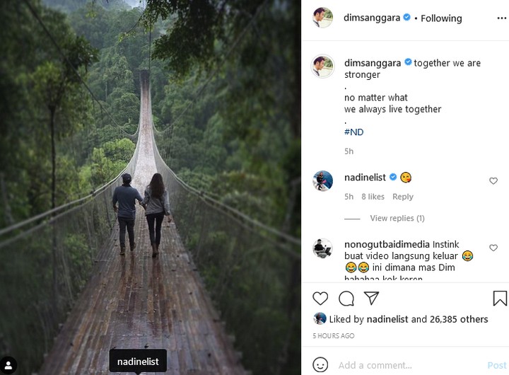 Dimas Anggara Pamer Potret Uwu Bareng Nadine Chandrawinata