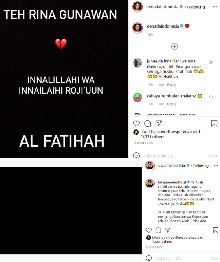 Unggahan Denada dan Tata Janeeta