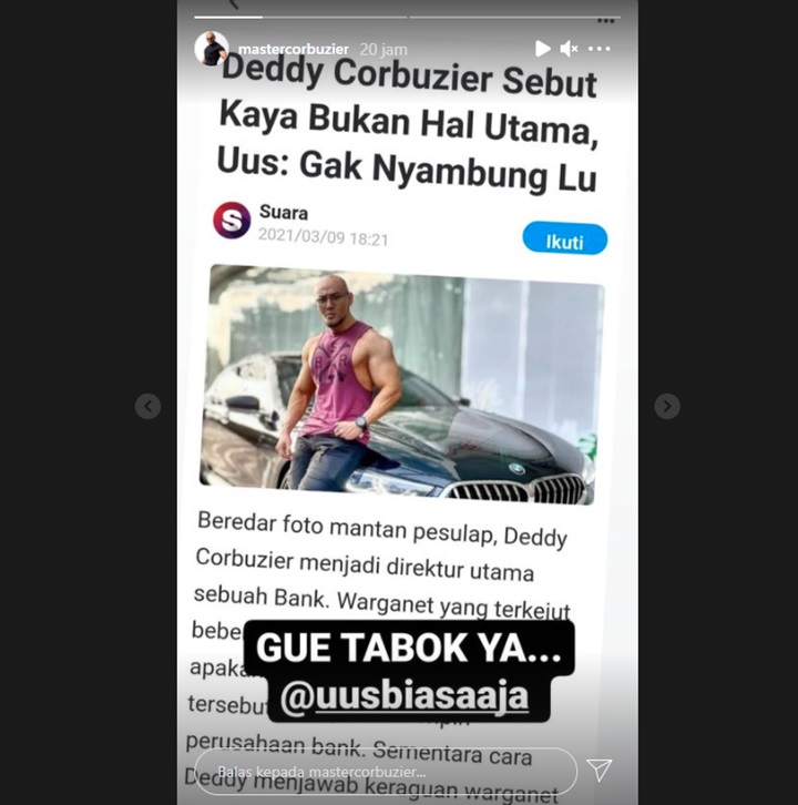 Uus Protes Pernyataan Deddy Corbuzier Soal Kaya Bukan Hal Utama