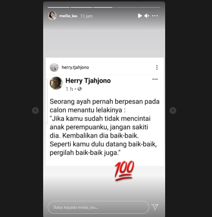 Postingan Ibunda Felicia Tissue Soal \'Pesan Ayah untuk Calon Menantu\' Disorot