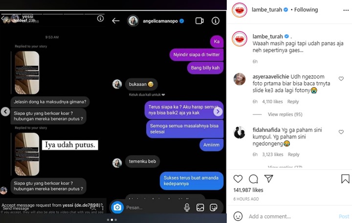 Ramai Dugaan Putus, Kakak Amanda Manopo Sindir Billy Syahputra?