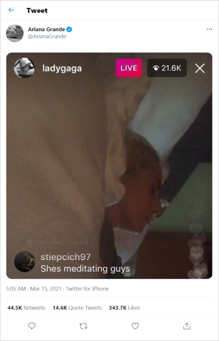 Grammy Awards 2021: \'Rain on Me\' Menang, Ariana Grande Tunjukkan Reaksi Kocak Pada Lady Gaga