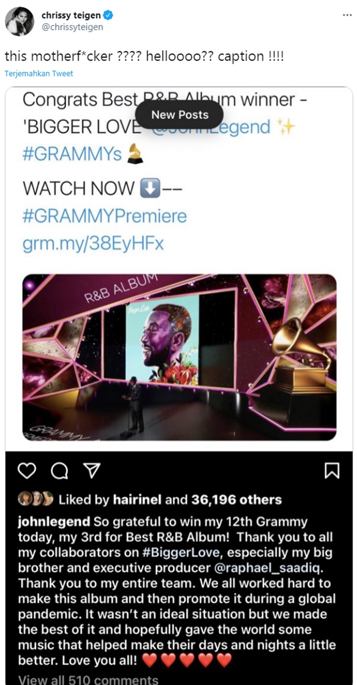 Chrissy komentari postingan John