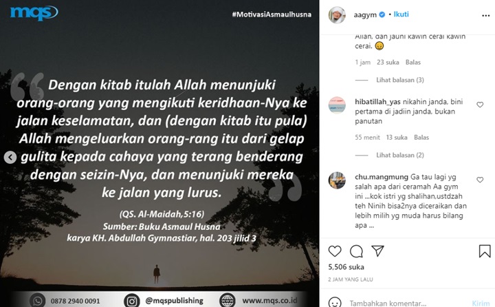 Gugat Cerai Istri, Aa Gym Beri Pesan Bijak Soal Hidayah Malah Tuai Cibiran