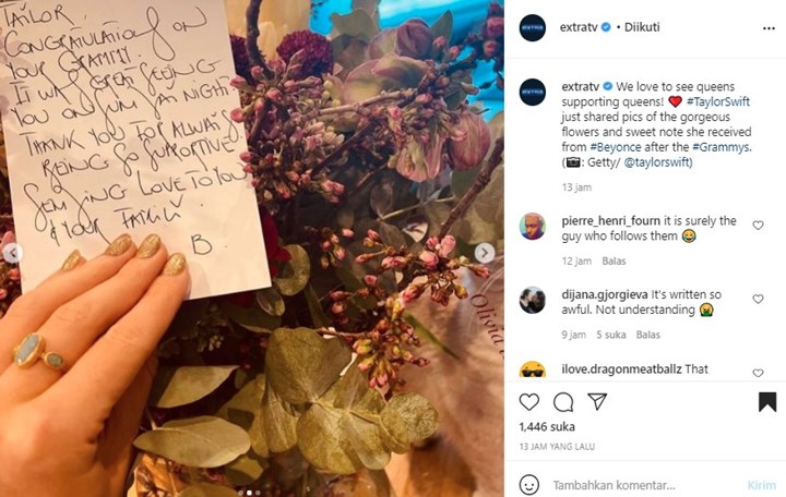 Taylor Swift Ternyata Dapat Rangkaian Bunga Serta Pesan Manis Ini Dari Beyonce