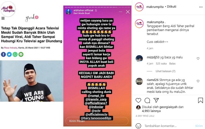 Aldi Taher Kini Banjir Dukungan Pasca Ngemis Syuting