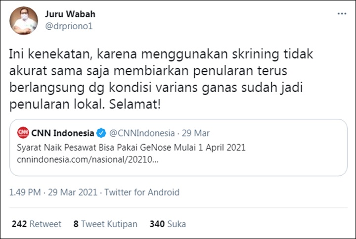 Penggunaan GeNose di Bandara