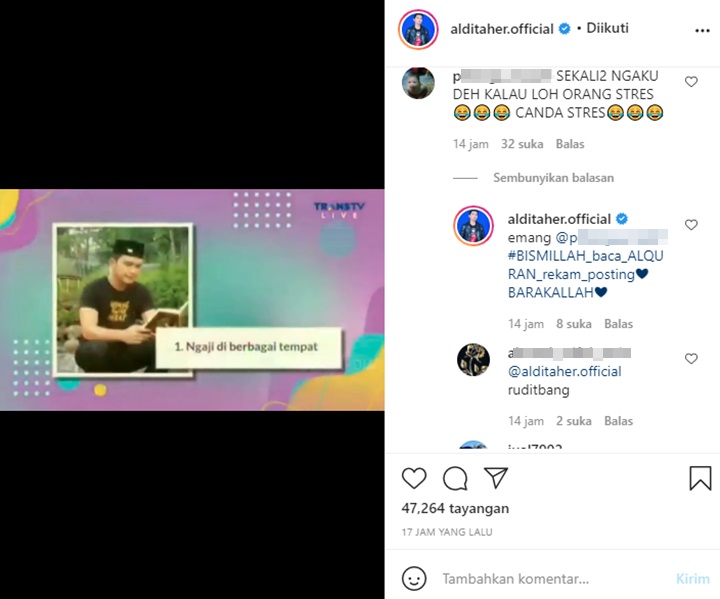 Aldi Taher Ngaku Stres Saat Minta Dipanggil Ustaz, Rekan-rekan Artis Terhibur?