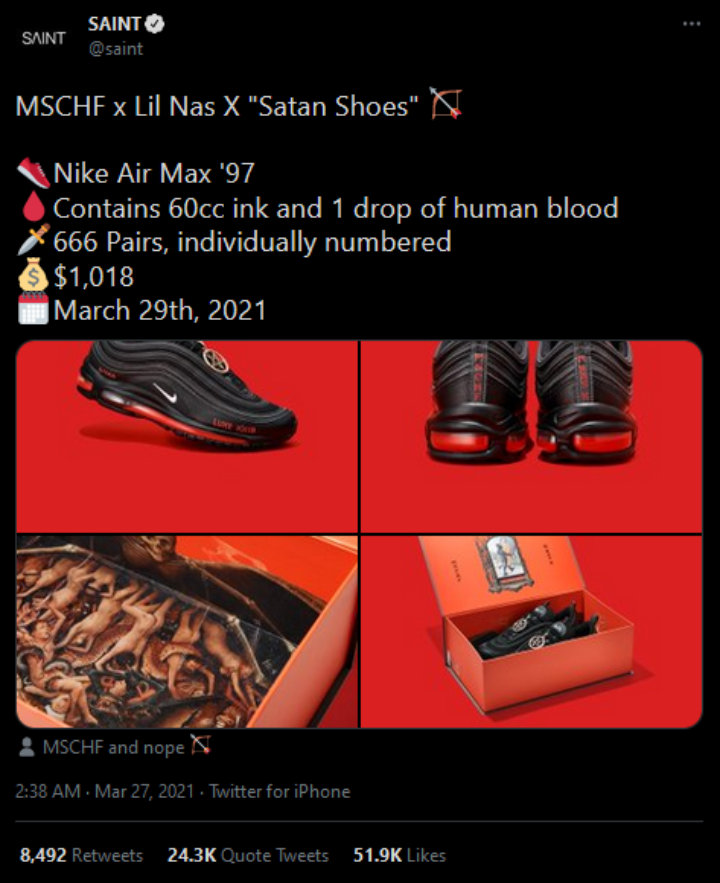 Heboh \'Sepatu Setan\' Mengandung Darah Manusia, Nike Layangkan Gugatan