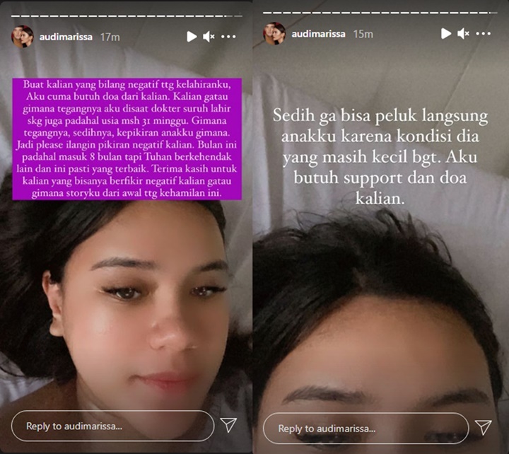 Sang Anak Lahir Prematur, Audi Marissa Sedih Malah Banyak yang Komentar Negatif