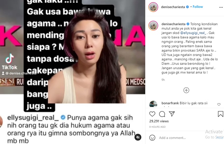 Denise Chariesta Ngamuk Disinggung Ely Sugigi Tak Punya Agama, Netizen: Settingan!