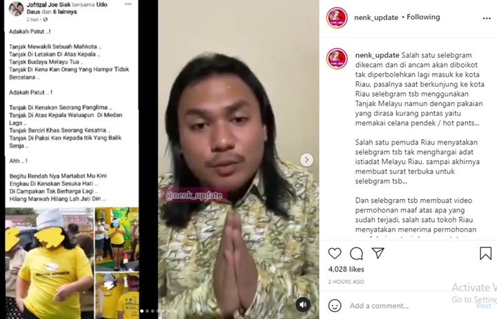 Sudah Minta Maaf, Selebgram Keanu Agl Tetap Diboikot Masuk Riau Gegara Insiden Tanjak