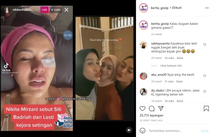 Nikita Mirzani Sebut Perseteruan Lesty Kejora dan Siti Badriah Cuma Settingan