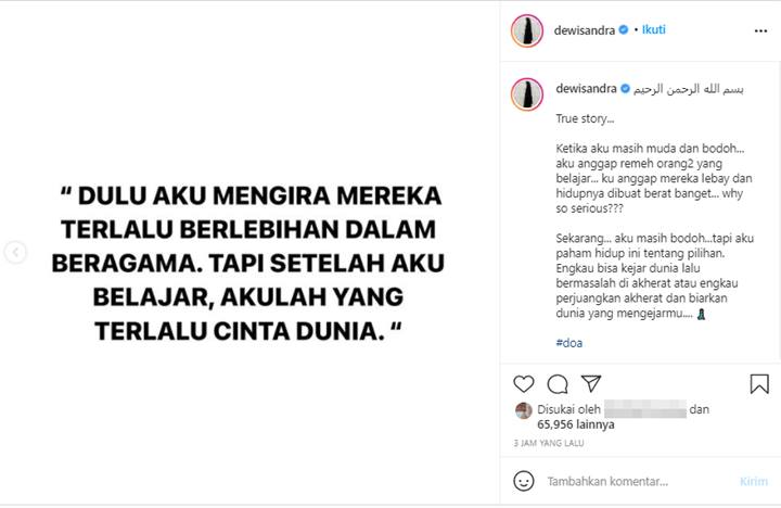 Dewi Sandra Renungkan Hal Ini Di Hari Kedua Ramadan, Singgung Soal Pilihan
