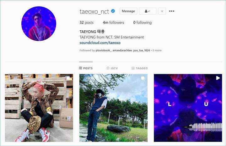 Taeyong NCT menjadi idol pria pertama yang mendapatkan 4 juta followers dalam waktu 2 bulan