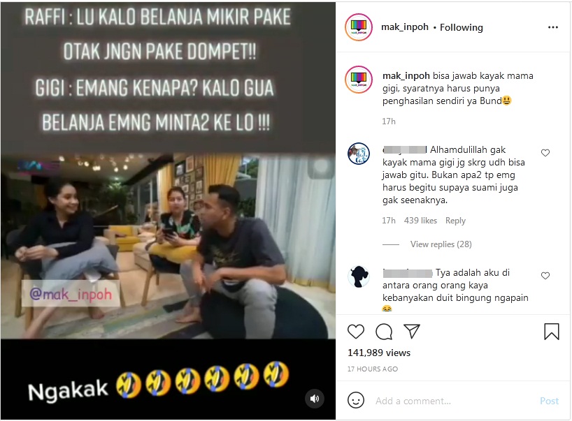 Disindir Raffi Ahmad Terlalu Sering Belanja, Jawaban Sewot Nagita Slavina Justru Dipuji