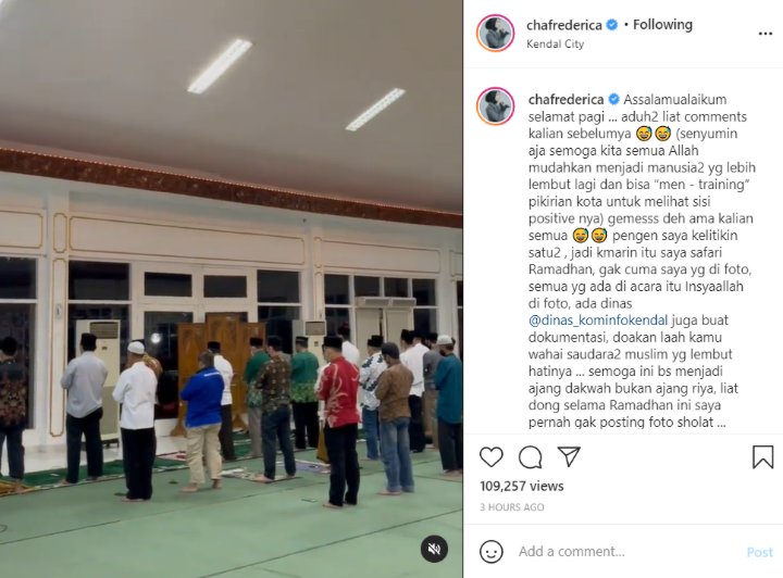 Postingan Instaram Chacha Frederica