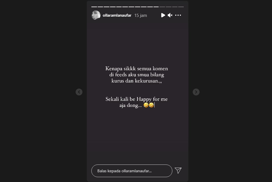 Olla Ramlan Tanggapi Begini Usai Bentuk Tubuh di Foto Terbarunya Disebut Terlalu Kurus