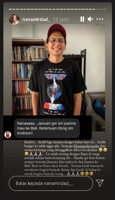 Raditya Oloan Tutup Usia, Nana Mirdad Minta Maaf Kenang Pesan Ini dengan Suami Joanna Alexandra